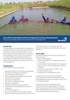 Aquaculture technologies and best management practices training program