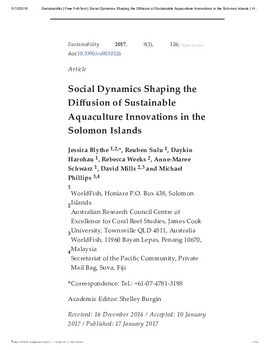 Social dynamics shaping the diffusion of sustainable aquaculture innovations in the Solomon Island