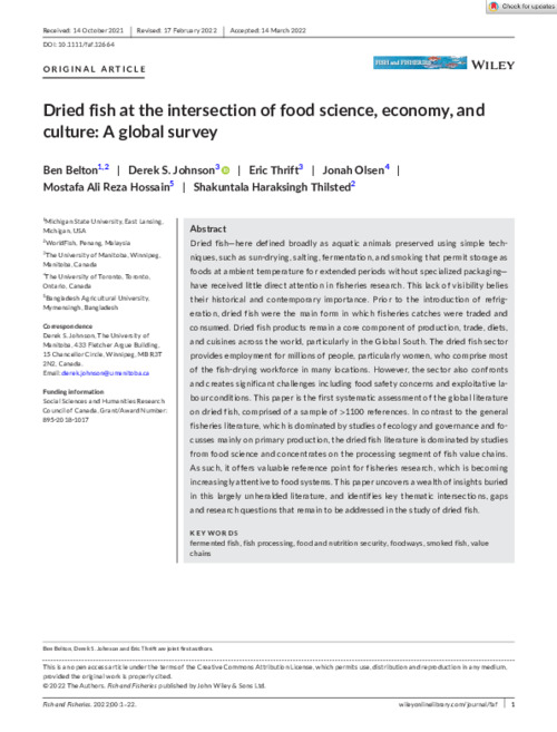 Dried fish at the intersection of food science, economy, and culture: A global survey