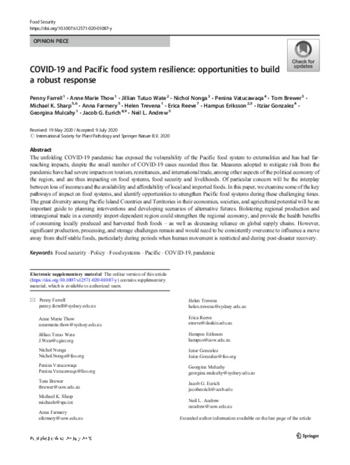COVID-19 and Pacific food system resilience: opportunities to build a robust response