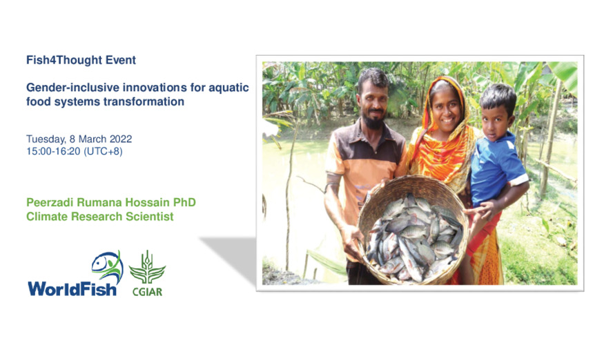 Gender-inclusive innovations for aquatic food systems transformation