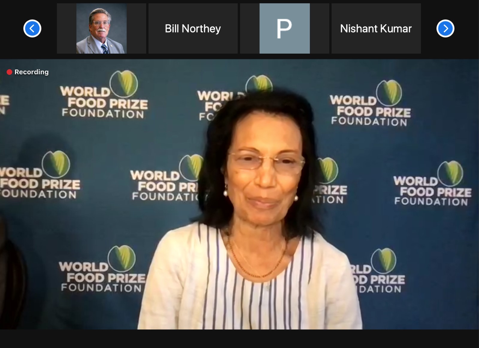 Shakuntala Thilsted shared her thoughts on the fight against global hunger at the 2021 Iowa India Summit. Photo is screenshot of virtual proceedings.