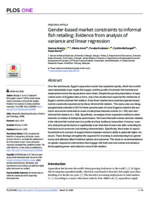 Gender-based market constraints to informal fish retailing: Evidence from analysis of variance and linear regression