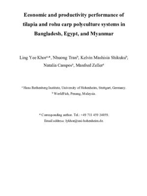 Economic and productivity performance of tilapia and rohu carp polyculture systems in Bangladesh, Egypt, and Myanmar