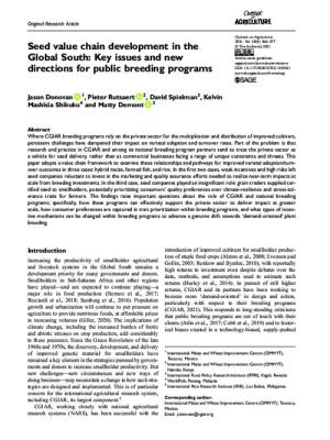Seed value chain development in the Global South: Key issues and new directions for public breeding programs