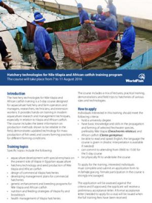 Hatchery technologies for Nile tilapia and African catfish training program