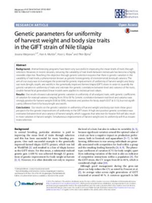 Genetic parameters for uniformity of harvest weight and body size traits in the GIFT strain of Nile tilapia