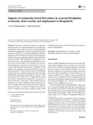 Impacts of community-based fish culture in seasonal floodplains on income, food security and employment in Bangladesh