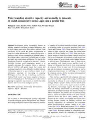 Understanding adaptive capacity and capacity to innovate in social-ecological systems: Applying a gender lens