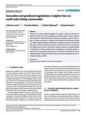 Innovation and gendered negotiations: Insights from six small-scale fishing communities