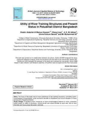 Utility of river training structures and present status in Patuakhali District Bangladesh