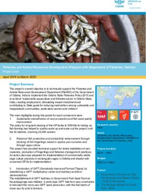 Fisheries and Animal Resources Development (Program with Department of Fisheries, Odisha): Project brief April 2019 to March 2020