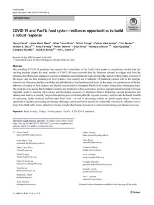 COVID-19 and Pacific food system resilience: opportunities to build a robust response