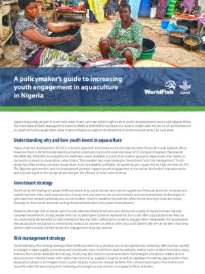 A policymaker’s guide to increasing youth engagement in aquaculture in Nigeria