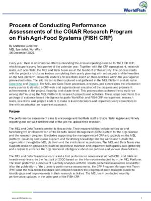 Process of Conducting Performance Assessments of the CGIAR Research Program on Fish Agri-Food Systems (FISH CRP)