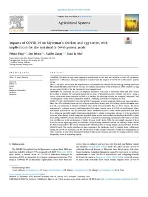 Impacts of COVID-19 on Myanmar’s chicken and egg sector, with implications for the sustainable development goals