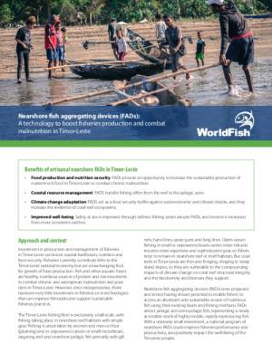 Nearshore fish aggregating devices (FADs): A technology to boost fisheries production and combat malnutrition in Timor-Leste