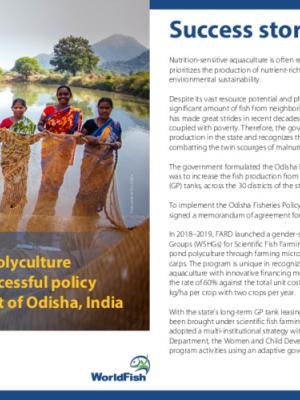 Nutrition-sensitive carp mola polyculture through women’s groups: A successful policy intervention by the government of Odisha, India