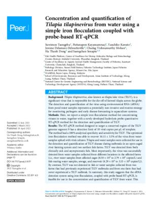 Concentration and quantification of Tilapia tilapinevirus from water using a simple iron flocculation coupled with probe-based RT-qPCR