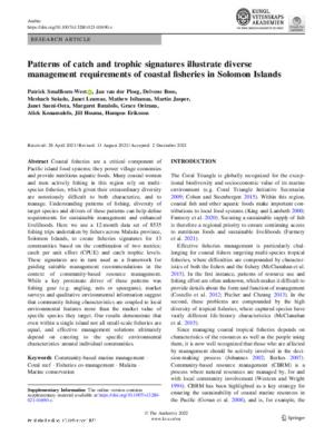 Patterns of catch and trophic signatures illustrate diverse management requirements of coastal fisheries at island scale in Solomon Islands