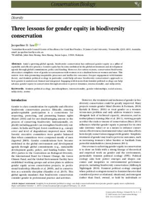 Three lessons for gender equity in biodiversity conservation