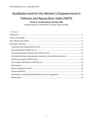 Qualitative tools for the Women’s Empowerment in Fisheries and Aquaculture Index (WEFI)