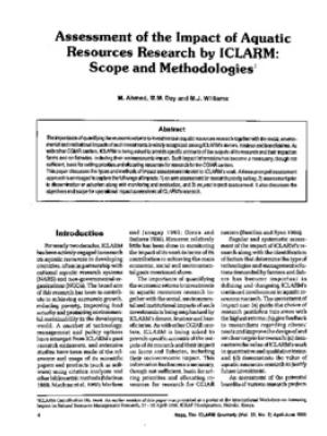 Assessment of the impact of aquatic resources research by ICLARM: scope and methodologies