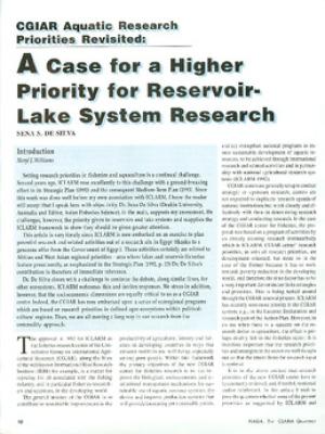 CGIAR aquatic research priorities revisited: a case for a higher priority for reservoir-lake system research