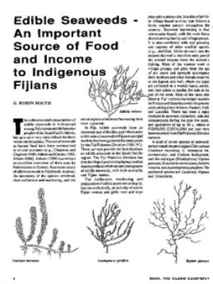 Edible seaweeds: an important source of food and income to indigenous Fijians