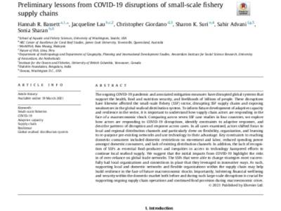 Preliminary lessons from COVID-19 disruptions of small-scale fishery supply chains