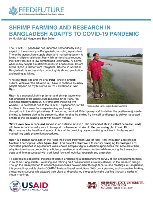 Shrimp farming and research in Bangladesh adapts to COVID-19 pandemic Shrimp farming and research in Bangladesh adapts to COVID-19 pandemic