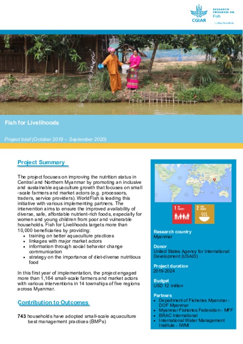 Fish for Livelihoods - Project brief (October 2019 – September 2020)