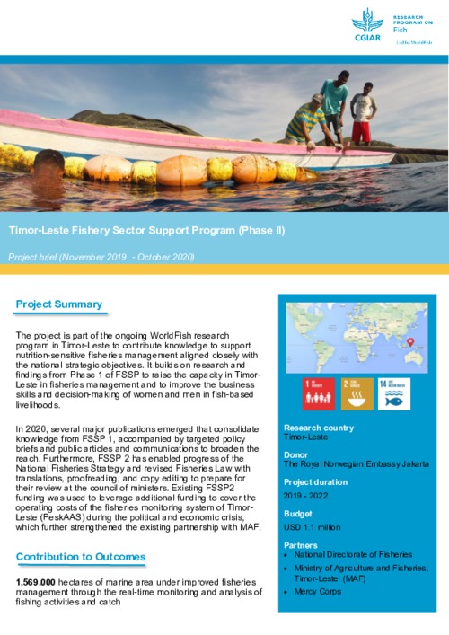 Fisheries Sector Support Programme Phase 2 (Project brief : November 2019 - October 2020)