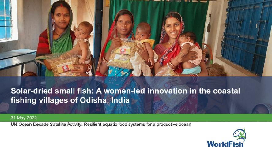 Solar-dried small fish: A women-led innovation in the coastal fishing villages of Odisha, India Solar-dried small fish: A women-led innovation in the coastal fishing villages of Odisha, India