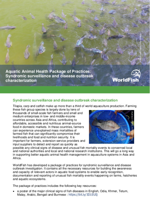 Aquatic Animal Health Package of Practices: Syndromic surveillance and disease outbreak characterization