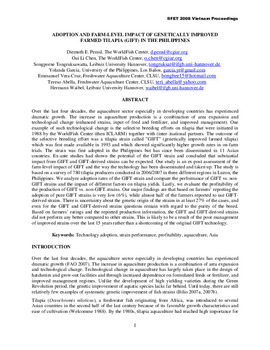 Adoption and farm-level impact of genetically improved farmed tilapia (GIFT) in the Philippines