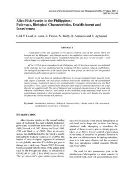 Alien fish species in the Philippines: pathways, biological characteristics, establishment and invasiveness