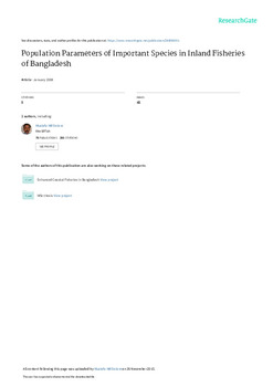Population parameters of important species in inland fisheries of Bangladesh Population parameters of important species in inland fisheries of Bangladesh