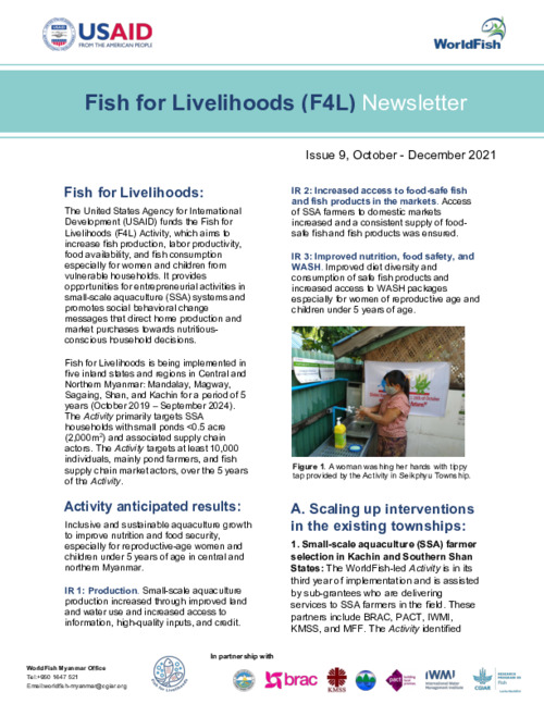 Fish for Livelihoods (F4L) Newsletter (Oct - Dec 2021) Fish for Livelihoods (F4L) Newsletter (Oct - Dec 2021)