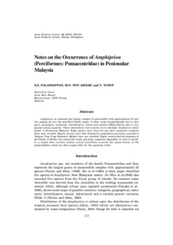 Notes on the occurrence of Amphiprion (Perciformes: Pomacentridae) in Peninsular Malaysia
