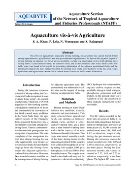 Aquaculture vis-a-vis agriculture