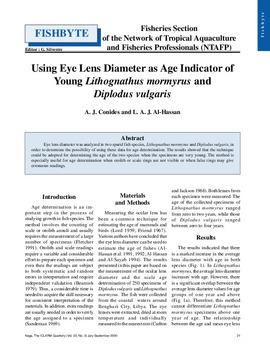 Using eye lens diameter as age indicator of young Lithognathus mormyrus and Diplodus vulgaris Using eye lens diameter as age indicator of young Lithognathus mormyrus and Diplodus vulgaris