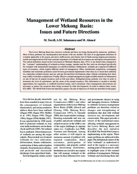 Management of wetland resources in the lower Mekong Basin: issues and future directions Management of wetland resources in the lower Mekong Basin: issues and future directions