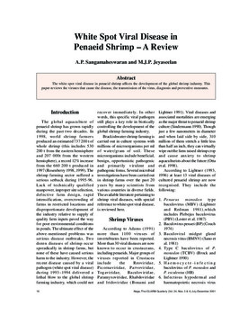 White spot viral disease in penaeid shrimp-a review White spot viral disease in penaeid shrimp-a review