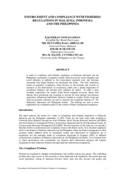 Enforcement and compliance with fisheries regulations in Malaysia, Indonesia and the Philippines Enforcement and compliance with fisheries regulations in Malaysia, Indonesia and the Philippines