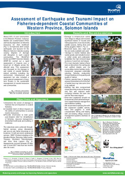 Assessment of earthquake and tsunami impact on fisheries dependent coastal communities of western province, Solomon Islands Assessment of earthquake and tsunami impact on fisheries dependent coastal communities of western province, Solomon Islands