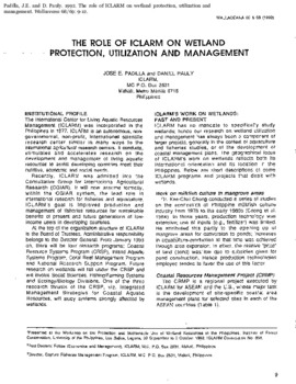 The role of ICLARM on wetland protection, utilization and management