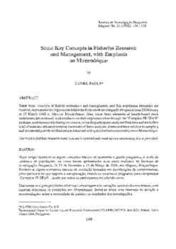 Some key concepts in fisheries research and management, with emphasis on Mozambique Some key concepts in fisheries research and management, with emphasis on Mozambique