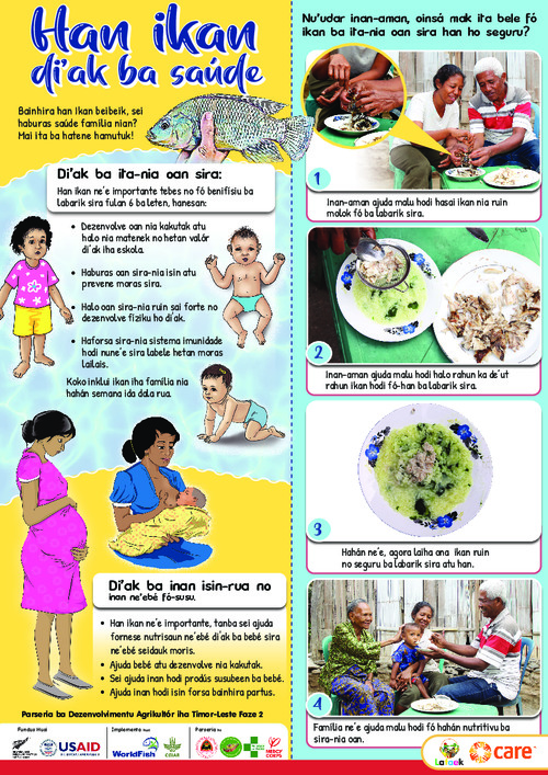 Eat fish for good health (Han ikan di'ak ba saúde) 1-pager (Tetum language)