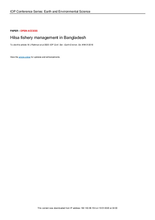 Hilsa fishery management in Bangladesh